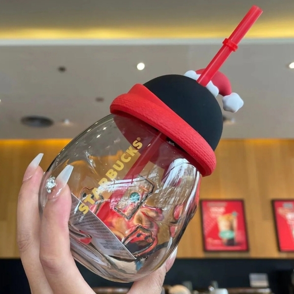 HTF Starbucks 2022 Christmas Penguin Glass Cup - Picture 4 of 10